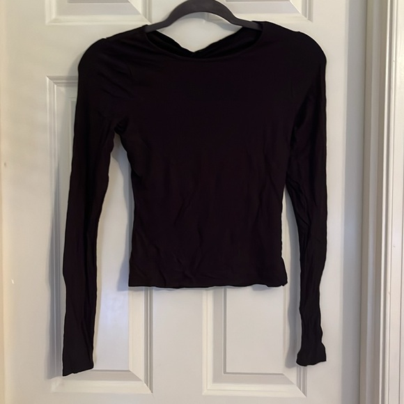 Hollister Black Slim Twist Back Ribbed Long Sleeve - Picture 1 of 7